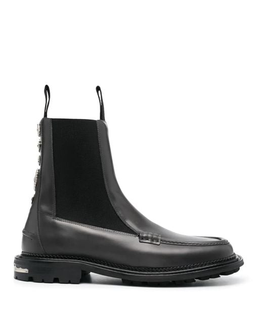 Toga Virilis Black Side Gore Ankle Leather Boots for men