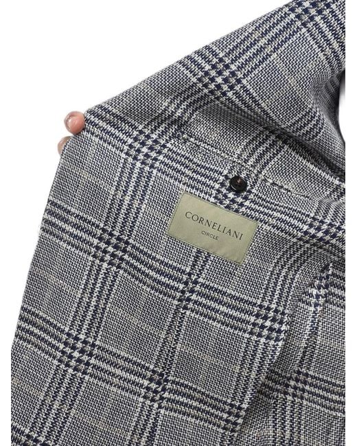 Corneliani Gray Circle Checked Single-Breasted Blazer for men