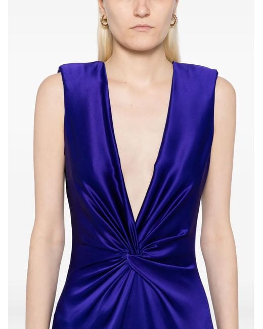 Tom Ford Blue Ruched Detailing Evening Dress