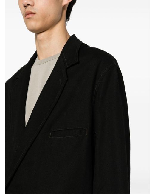 Lemaire Black Single-breasted Cotton Twill Blazer for men