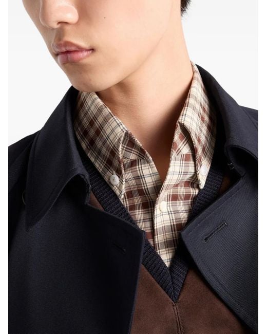 Prada Brown Superfine Wool And Suede Sweater for men