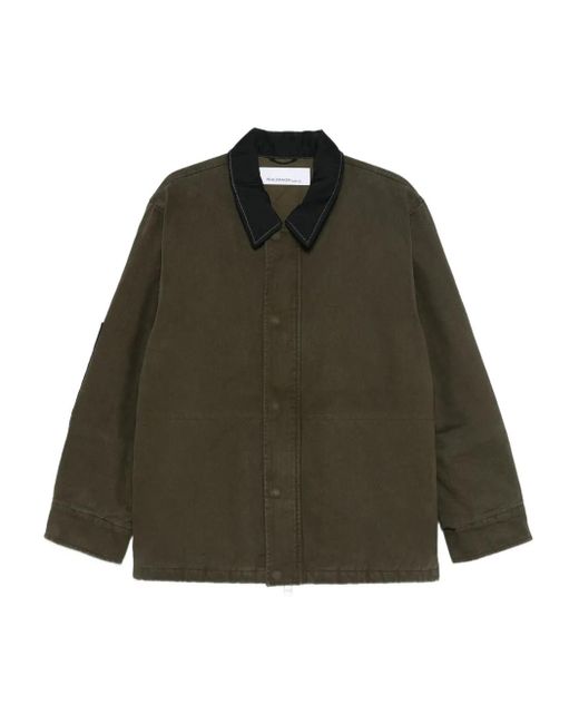 OAMC Green Contrast Collar Coat for men