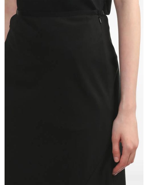 Helmut Lang Black Asymmetric Wool Midi Skirt