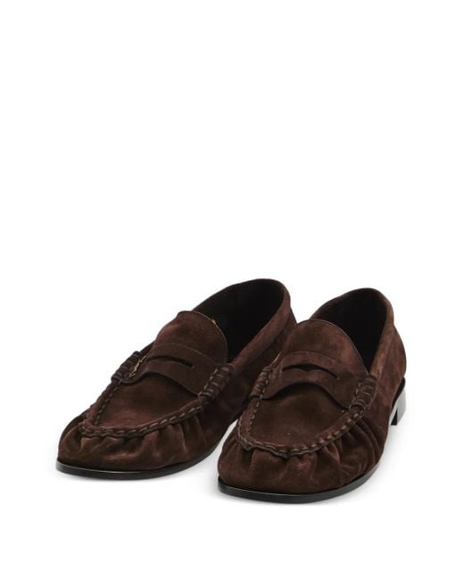 Saint Laurent Brown Cassandre-Detail Loafers