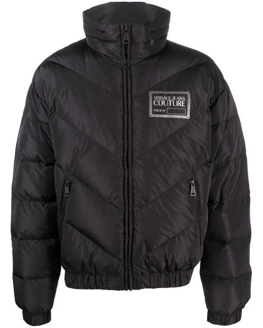 Versace Jeans Couture Black Chest Logo-Print Padded Jacket for men