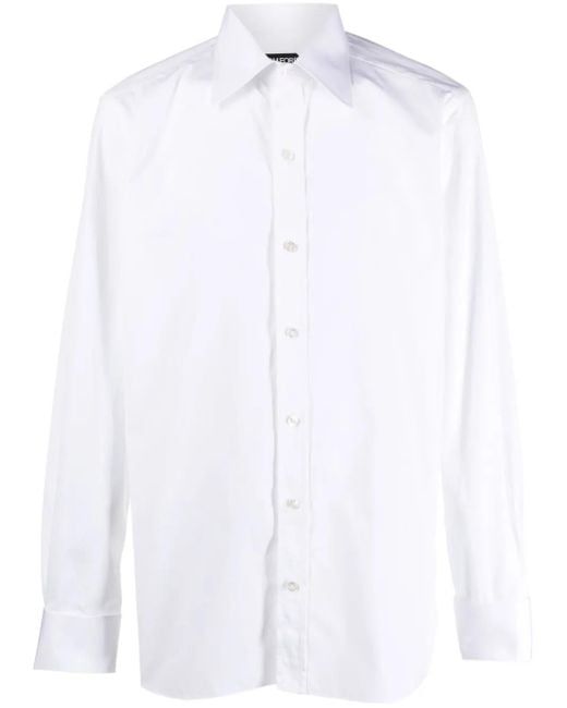 Tom Ford White Classic Spread-Collar Cotton Shirt for men