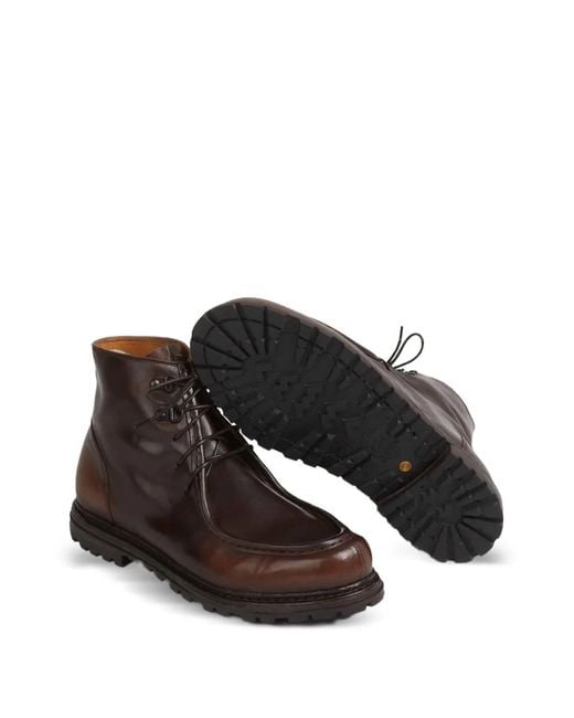 Officine Creative Brown Round-Toe Leather Boots for men