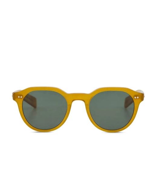 Eyevan 7285 Yellow Round-Frame Acetate Sunglasses for men