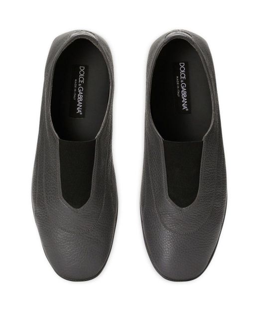 Dolce & Gabbana Gray Leather Almond-toe Slippers for men