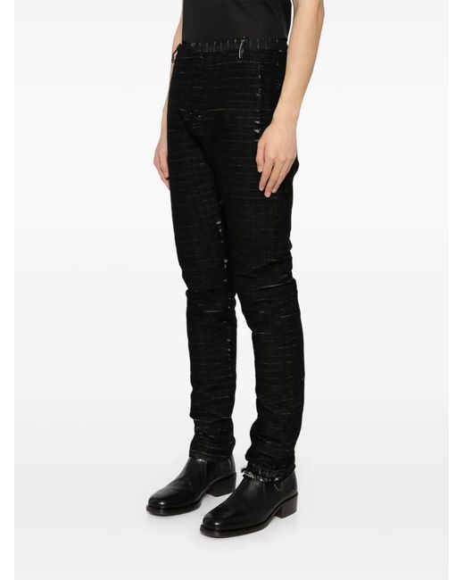 Label Under Construction Black Distressed Trousers for men