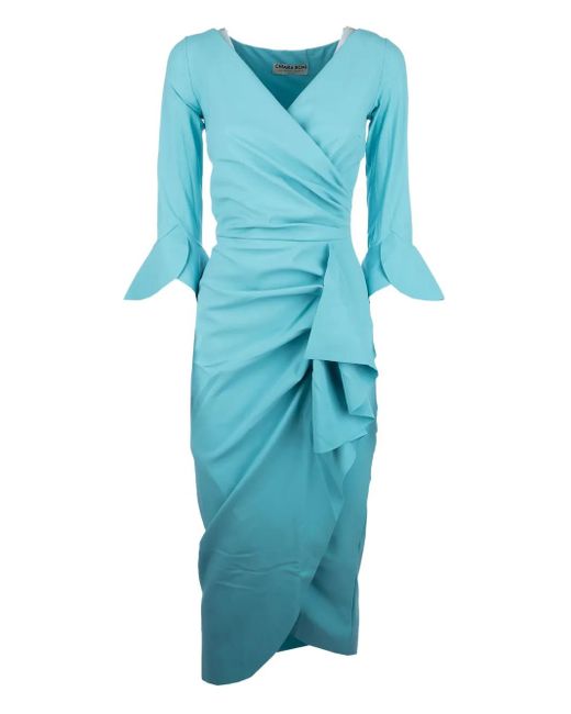 La Petite Robe Di Chiara Boni Blue Draped Midi Dress