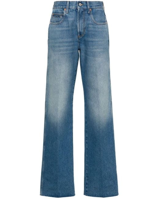 Gucci Low Waist Jeans Met Wijde Pijpen in het Blue