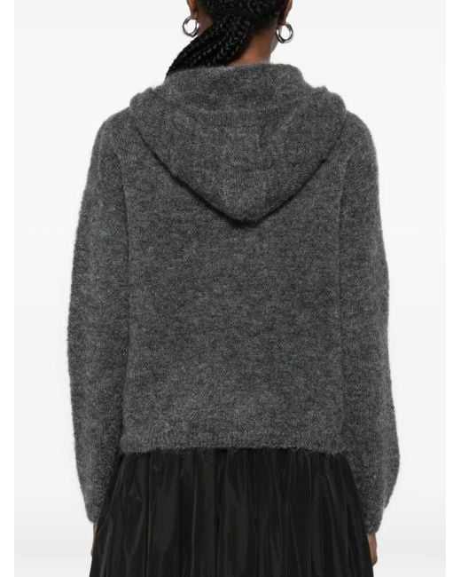 Max Mara Gray Hooded Textured Hoodie
