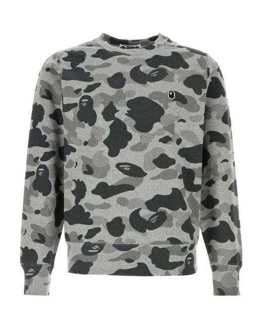 A Bathing Ape Gray Logo-Patch Cotton Sweatshirt for men