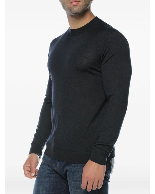 Emporio Armani Blue Fine-Knit Sweater for men