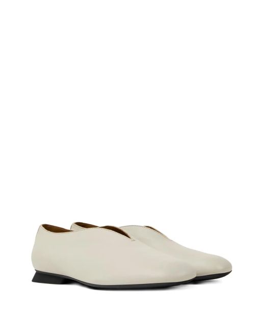 Camper White Casi Myra Leather Flat Pumps