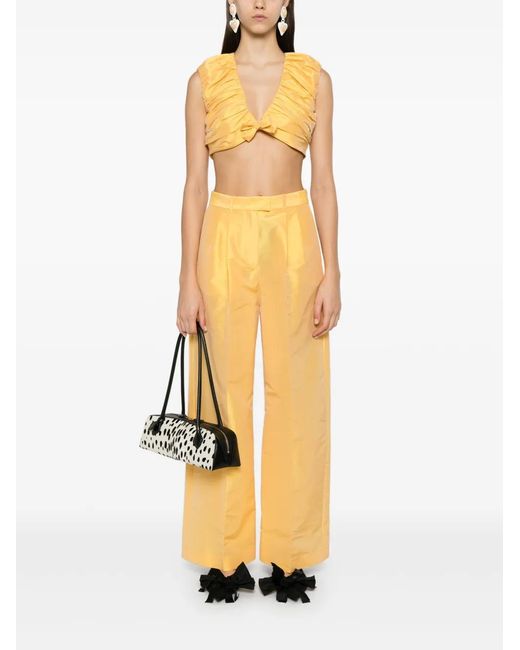 Viktor & Rolf Yellow Pleated Cropped Top