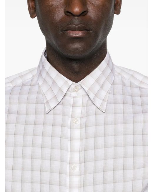 Canali White Checked Shirt for men