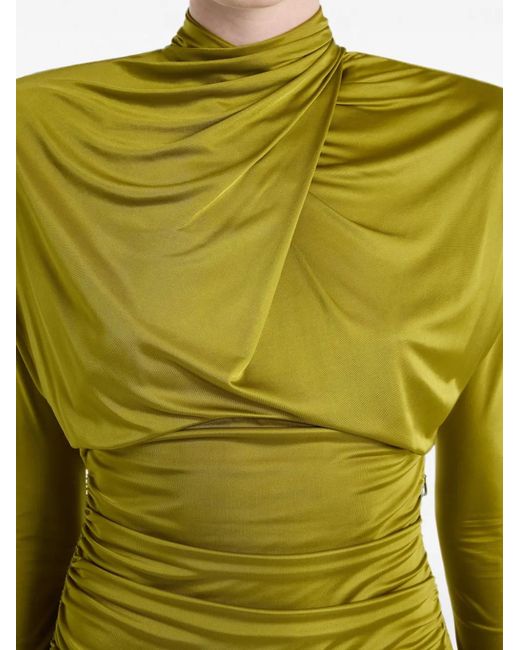 Balmain Green Draped Flowing Jersey Dress