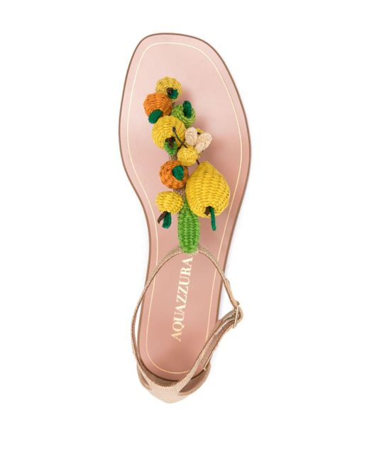 Aquazzura Natural Citrus Punch Flat Sandals