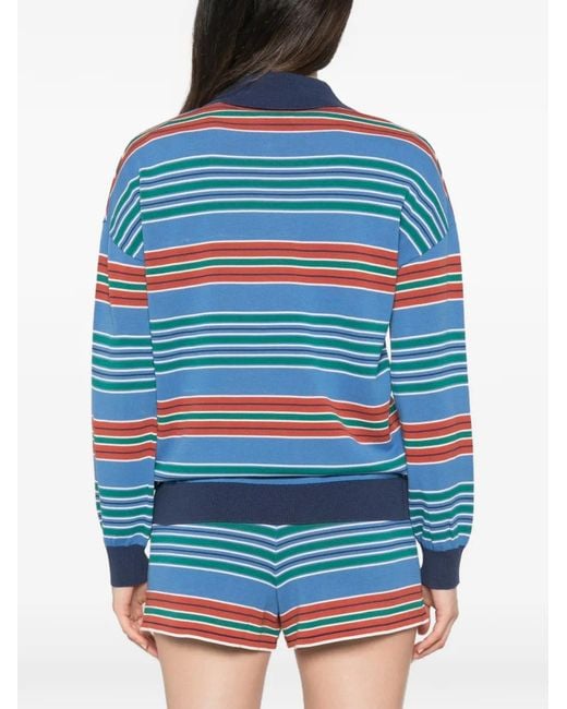Faithfull The Brand Blue Striped Oversized Polo Shirt