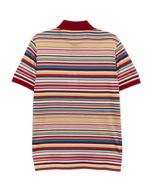 Paul Smith Red Striped Cotton Polo Shirt for men