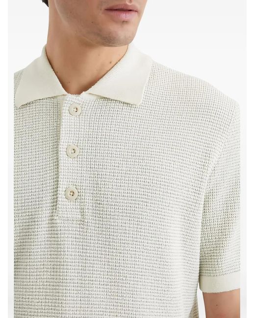 Marc O' Polo White Textured Short-Sleeve Polo Shirt for men