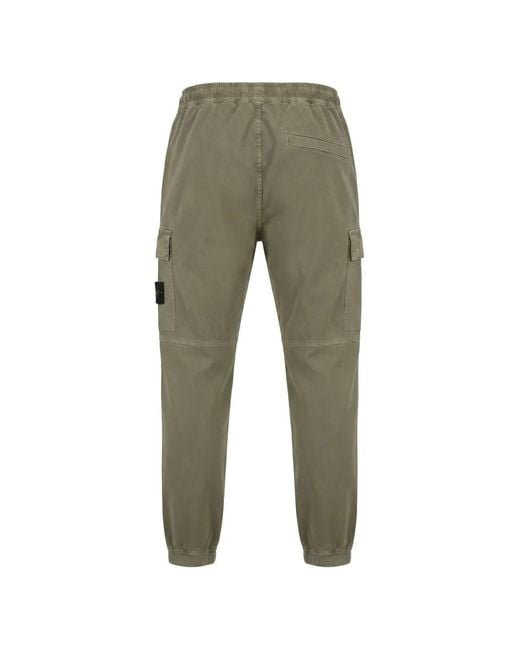Stone Island Gray Logo-Patch Cargo Pants for men
