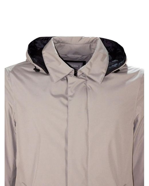 Herno White Concealed-Fastening Hooded Jacket for men