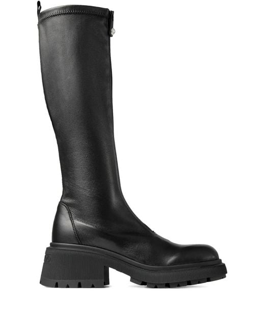 Jimmy Choo Black 50Mm Lune Zip-Detail Platform Boots
