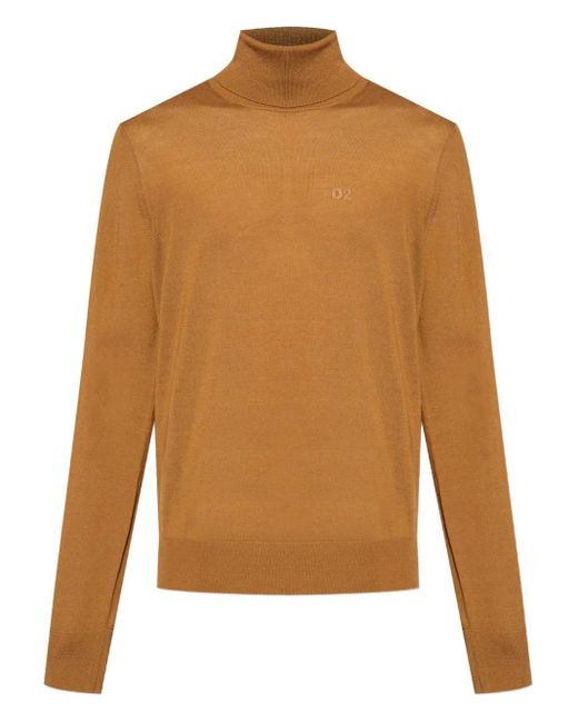 Jersey con cuello alto y logo DSquared² de hombre de color Brown