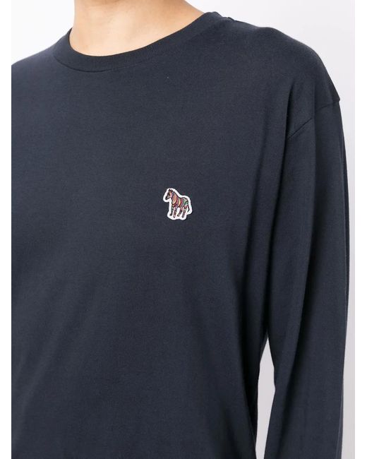Paul Smith Blue Zebra-Motif Organic-Cotton Sweater