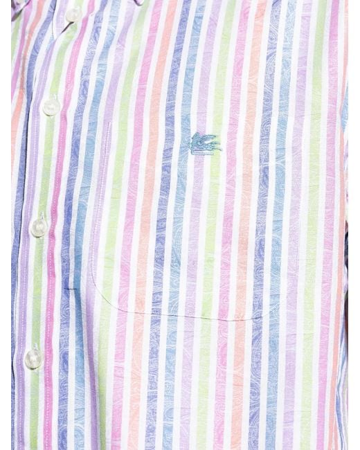 Etro Purple Striped Logo Shirt for men