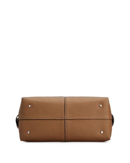 Tod's Brown Logo-Patch Pebbled Bucket Bag