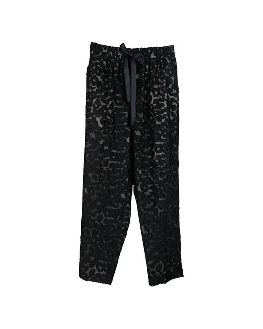 Psophia Black Leopard-Pattern Devoré Trousers