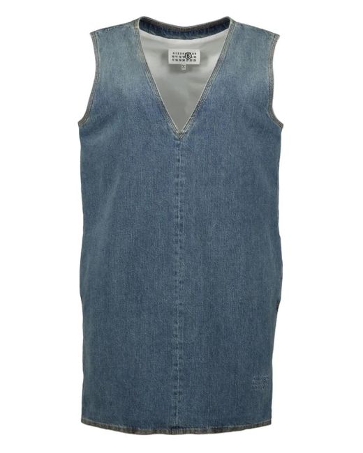 MM6 by Maison Margiela Blue V-Neck Denim Mini Dress