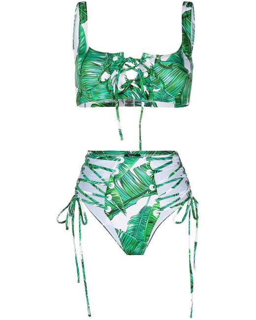 Noire Swimwear Jungle ハイウエスト ビキニボトム Green