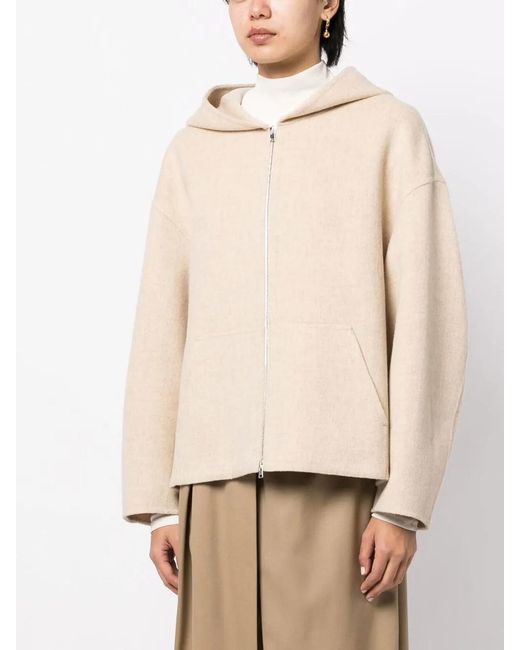 Goen.J Natural Zip-Up Hooded Jacket
