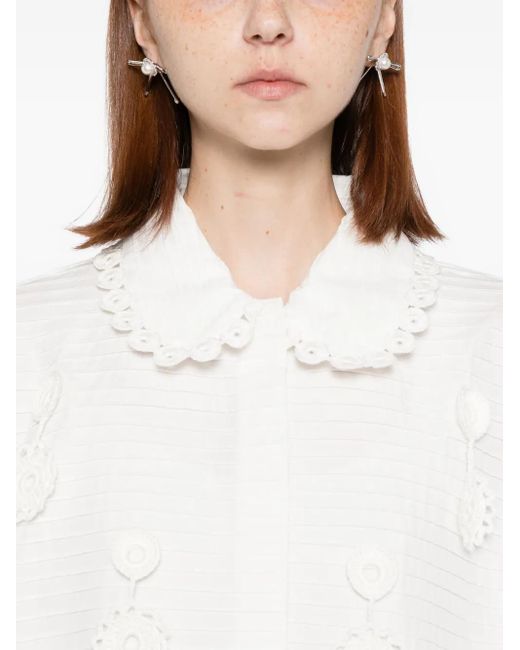 Róisín Pierce White Floral-Embellished Blouse