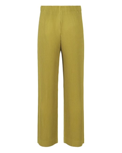 Homme Plissé Issey Miyake Green Plissé-Effect Tapered Trousers for men