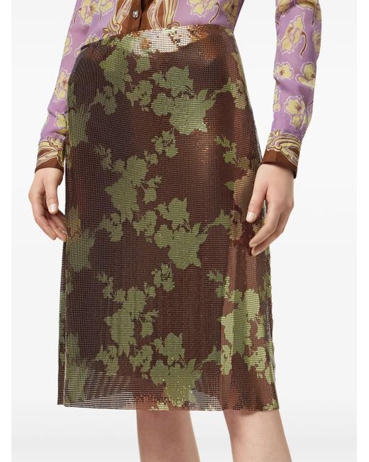 Versace Wild Roses Aラインスカート Green