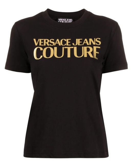 T-Shirt En Coton À Logo Imprimé Versace Jeans Couture en coloris Black