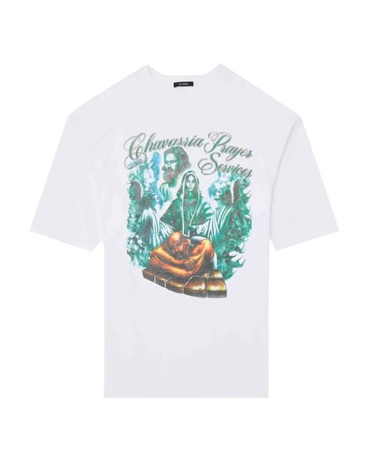 T-Shirt Con Stampa E Scollo Rotondo di Willy Chavarria in Blue da Uomo
