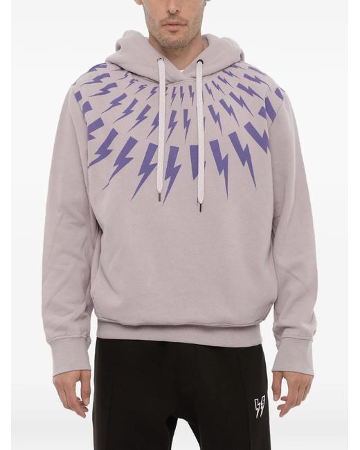 Neil Barrett Gray Fairisle Thunderbolt Hoodie for men