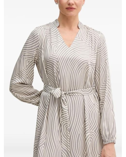 MARC AUREL Natural Robe Imprimée À Taille Ceinturée Et Motifs