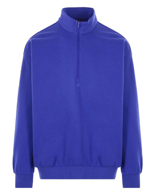 Adidas Blue Basketball-Logo Printed Sweatshirt