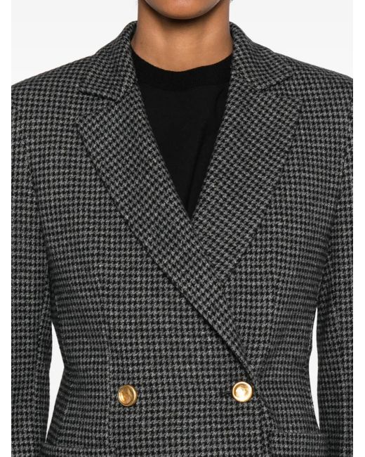 Harris Wharf London Black Houndstooth Double-Breasted Blazer