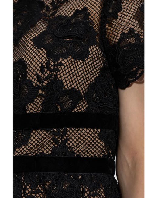 Self-Portrait Black Lace Midi Dress