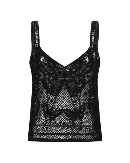 Blumarine Black Macramé Top