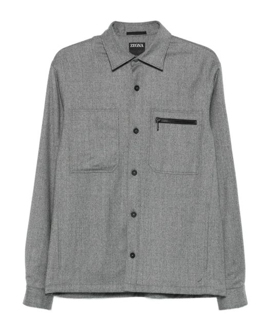 Zegna Overhemd Met Zak En Ritssluiting in het Gray voor heren